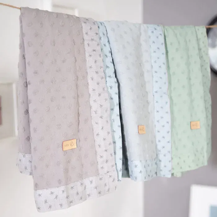 Roba Couverture pour Bébé Bio Lil Planet 80 x 80 cm - Coton Biologique Certifié GOTS - Motif Pois Vert