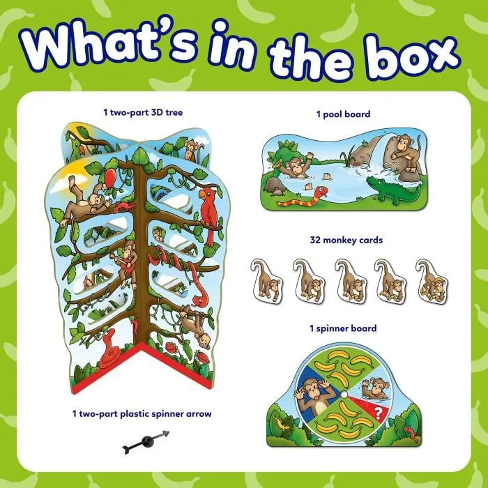 Orchard Cheeky Monkeys - Jeu de société familial d'adresse et de chance avec arbre 3D et bananes, pour enfants
