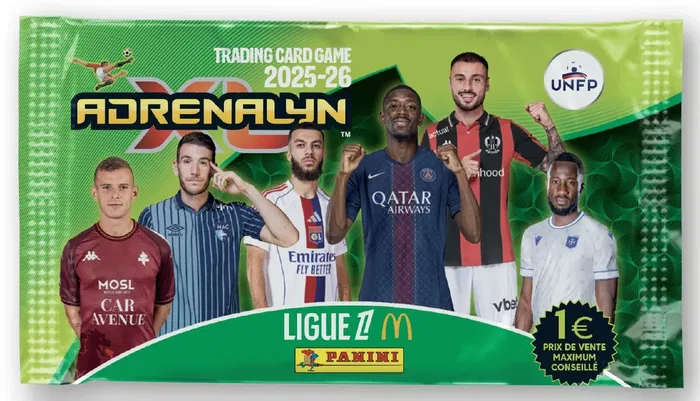 Panini - Boîte de 50 pochettes - Collection officielle de cartes TCG Adrenalyn Ligue 1 McDonald's 2025/26 - 300 cartes