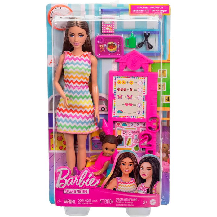 Barbie Poupée Tu Peux Être Maîtresse Jcr76 avec Accessoires Enseignants, anglais, français, allemand, italien, portugais, espagnol