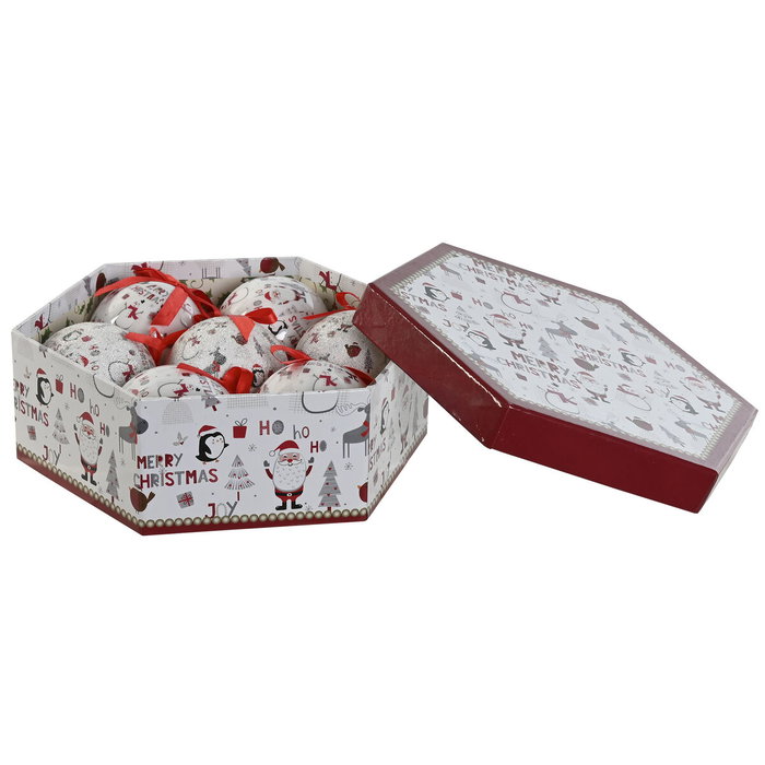 Boules de Noël Home ESPRIT Blanc Rouge PVC (7 Unités) Boules de Noël Home ESPRIT Blanc Rouge PVC (7 Unités)