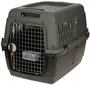Kerbl Box de Transport pour Chat et Chien Eco 70 * 50 * 51.5 cm, Conforme IATA, en Plastique 100% Recyclé Gris/Vert, avec Gamelle d'Eau et Porte Métallique