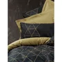 Parure de lit 100% coton renforcé, 1 housse de couette 220 x 240 cm + 2 taies d'oreiller 60 x 60 cm, Noir et Or, 145 fils, lavable machine 40°C