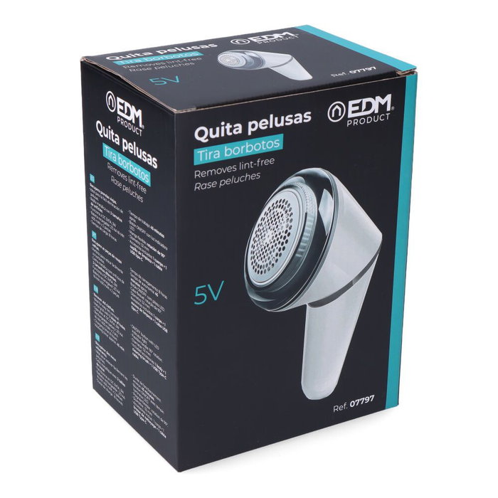 Edm Quita-pelusas électrique rechargeable avec batterie 400 mAh et charge USB-C Cable inclus - Autonomie 45 min Poignée rotative 90° Edm Quita-pelusas électrique rechargeable avec batterie 400 mAh et charge USB-C Cable inclus - Autonomie 45 min Poignée rotative 90°