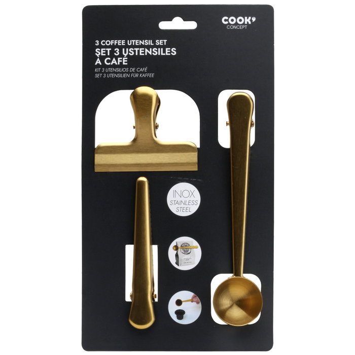 Cook Concept Set de 3 ustensiles pour café dorés Cook Concept Set de 3 ustensiles pour café dorés