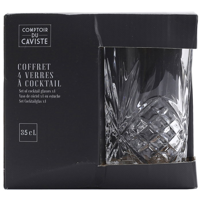 Cook Concept Lot de 4 verres à cocktail de 350 ml en verre gravé