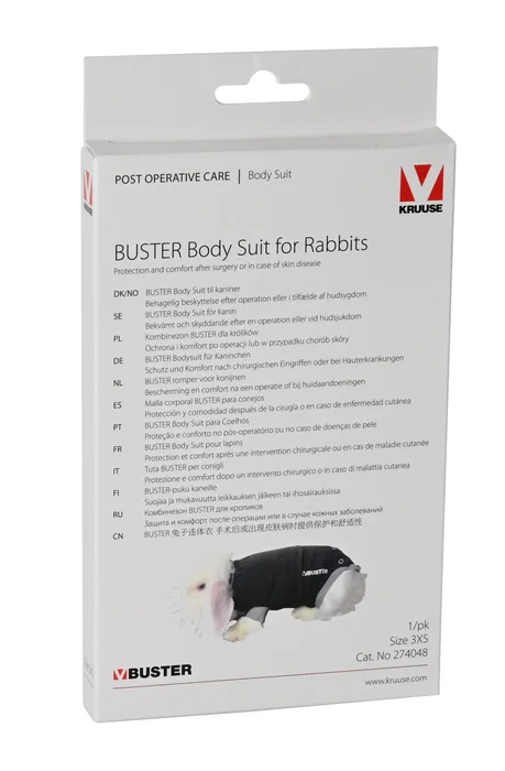 Kruuse Buster Body Suit pour lapins XXXS noir Kruuse Buster Body Suit pour lapins XXXS noir