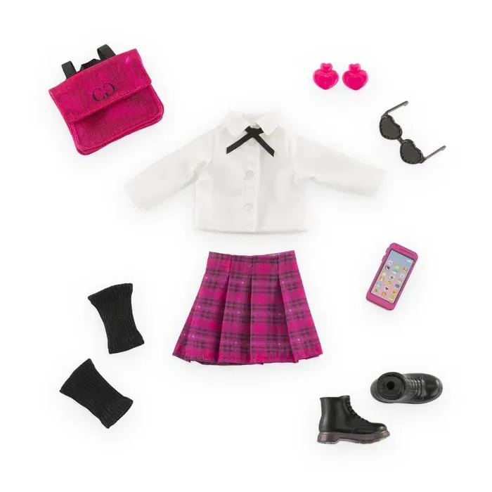 Corolle Dressing College Anglais - 8 accessoires pour poupée 28 cm - Tenue étudiante anglaise - À partir de 4 ans
