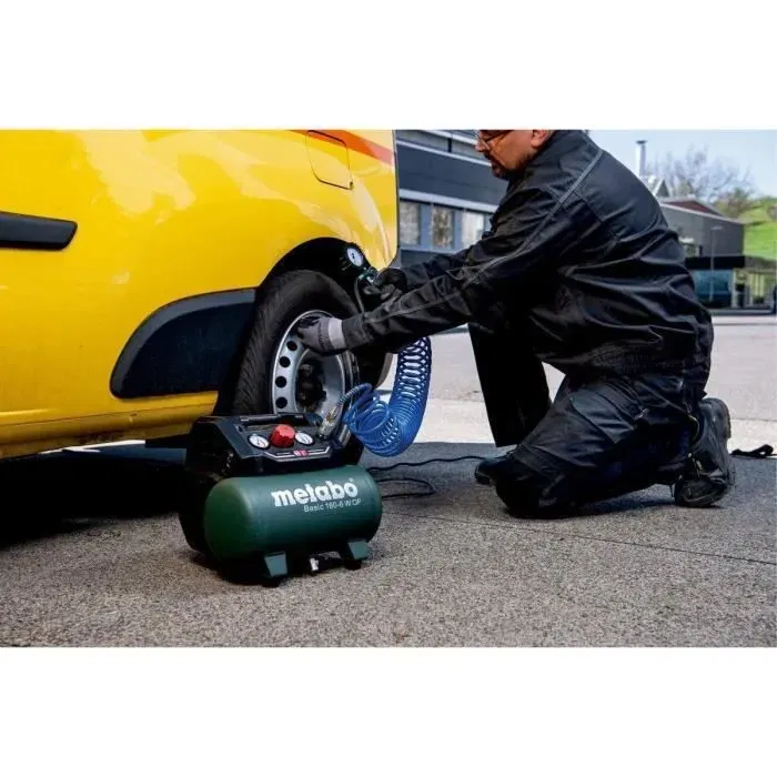 Metabo Compresseur électrique Basic 160-6 W OF 6 Litres 900 W 8 bar 160 L/min pour agrafage, clouage et gonflage