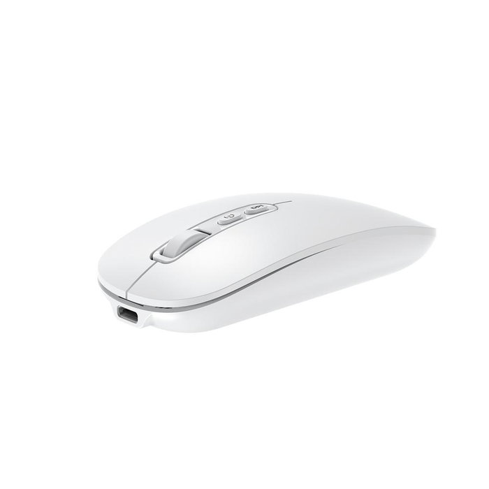Coolbox Souris sans fil IA W02 Bluetooth 5.0 RF USB-C Rechargeable Optique 1600 DPI Blanc