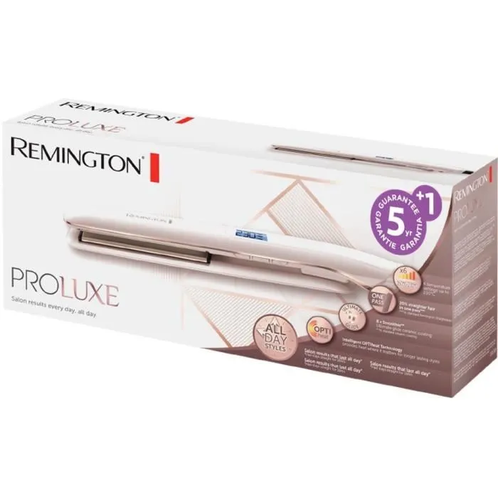 Remington S9100 PROLUXE - Lisseur à plaques céramique XL 110mm avec technologie Opti Heat pour cheveux lisses