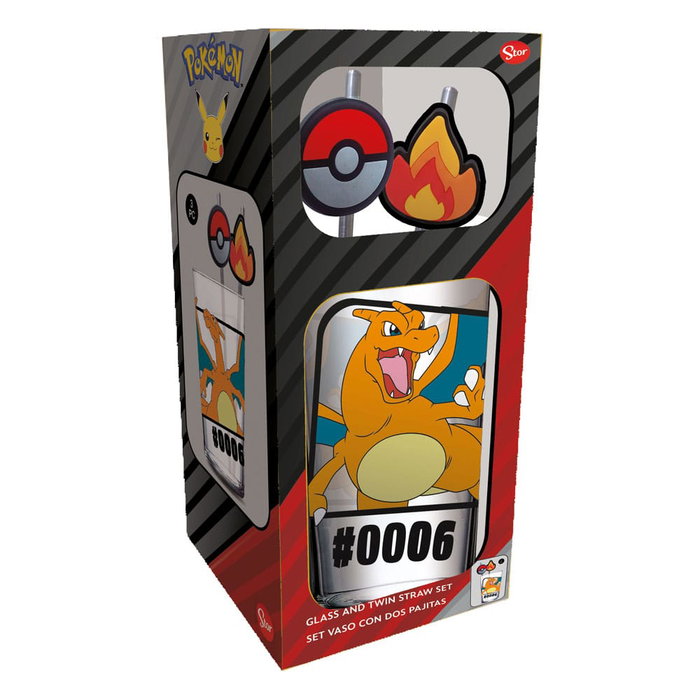Pokémon verre tumbler avec pailles métal Dracaufeu 480 ml