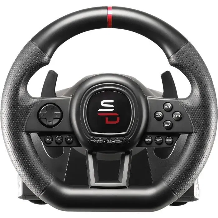 Subsonic Volant de course SV650 avec pédalier et palettes, vibrations à double moteur, compatible Switch/PS4/Xbox Series X|S/Xbox One/PC, fixation par ventouses, 270° rotation