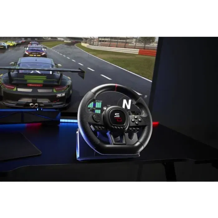 Subsonic Volant de course SV650 avec pédalier et palettes, vibrations à double moteur, compatible Switch/PS4/Xbox Series X|S/Xbox One/PC, fixation par ventouses, 270° rotation