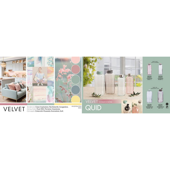 Bouteille d'eau Quid Velvet Rose verre 1 L (12 Unités)