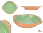 La Dehesa Cazuela en terre cuite ronde avec anses 20 cm vert (Set de 8)