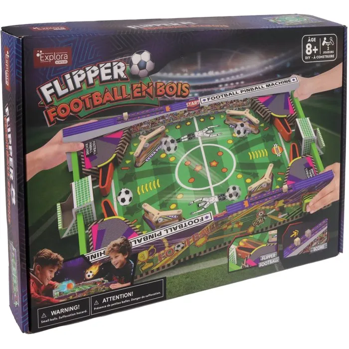 Explora 540083 Flipper Football à Construire Soi-même, DIY 91 Pièces, Jeu Familial pour 2 Joueurs, Dès 8 Ans