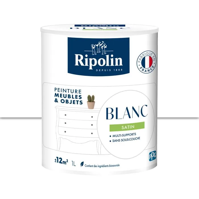 Ripolin Peinture Meuble et Objet Blanc Satiné 1L