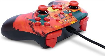 PowerA NSGP0040-02 Manette avec Câble Améliorée pour Nintendo Switch - Licence Officielle - Design Charizard Vortex - 2 Boutons Programmables - Cable USB-C 3m