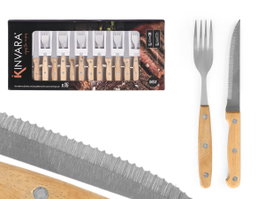 Kinvara Set de 16 pièces de couverts en bois et métal 48x22 cm - Argent et marron (Set de 6)
