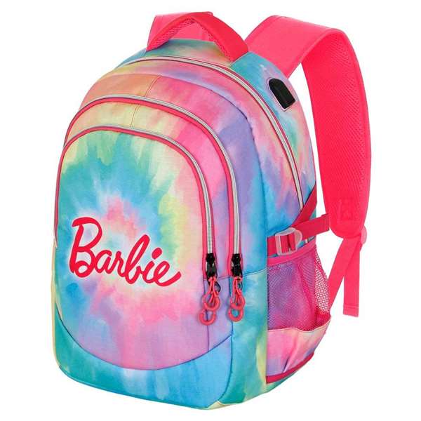 Barbie Run Plus Fan Tie Dye - Mochila - Sac à dos 44x34x21 cm avec compartiments, port USB, dos aéré et tissu Ripstop résistant - Karactermania