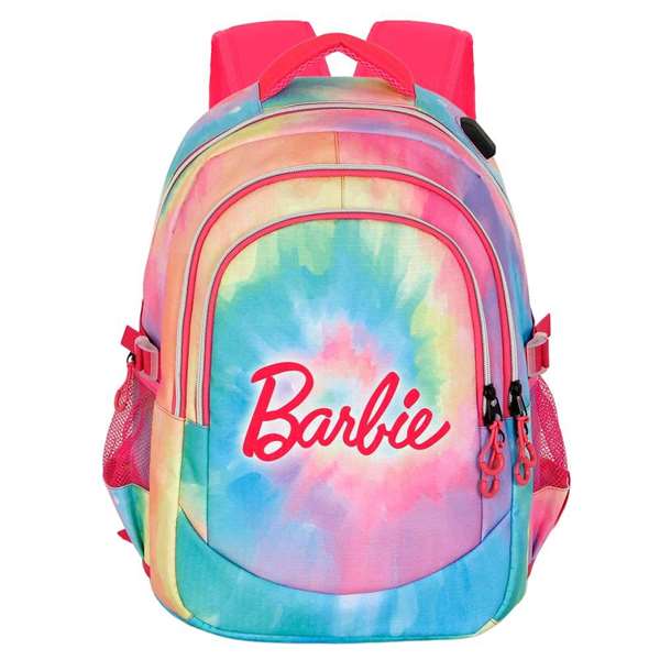 Barbie Run Plus Fan Tie Dye - Mochila - Sac à dos 44x34x21 cm avec compartiments, port USB, dos aéré et tissu Ripstop résistant - Karactermania