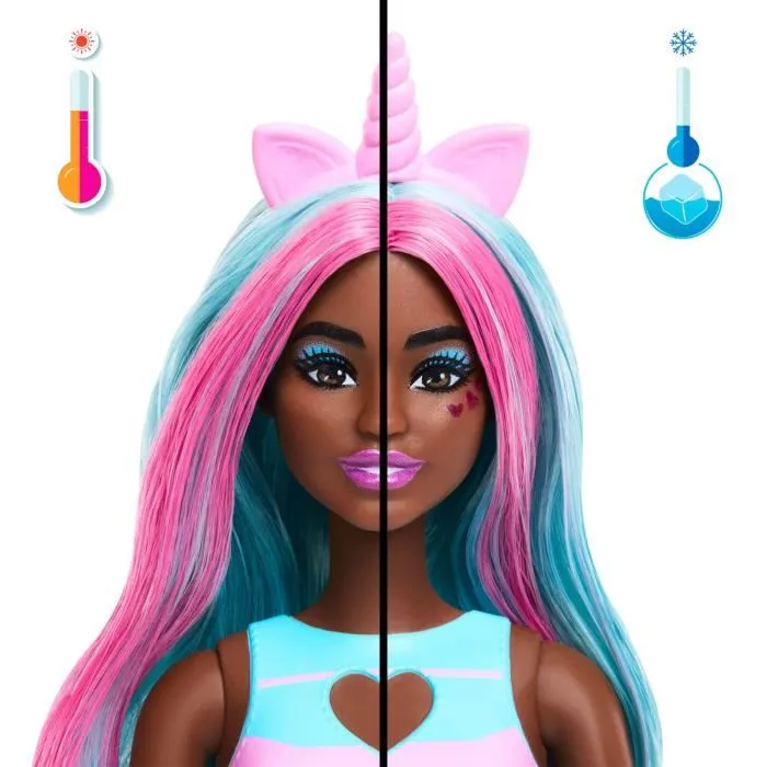 Barbie - Poupée Pop Reveal Licorne JCN86 avec 8 surprises et accessoires, slime pailleté et changement de couleur - 3 ans et plus