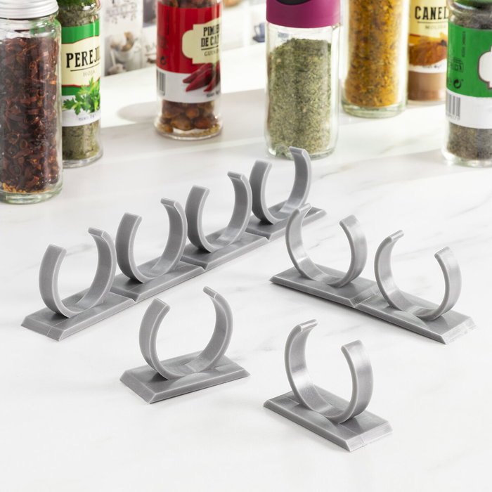 Pack Set de 3 Supports Mural Adhésif pour Couvercle de Cuisine et Porte-épices adhésif et divisible et Récipients de Cuisine Adh
