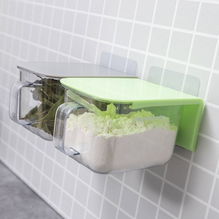 Pack Set de 3 Supports Mural Adhésif pour Couvercle de Cuisine et Porte-épices adhésif et divisible et Récipients de Cuisine Adh