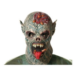 BigBuy Fun Masque Halloween Monstre Gris avec Cerveau Exposé et Larves