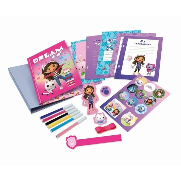 Clementoni Agenda Gabby y la Casa Mágica personnalisable avec autocollants, feutres, crayons et ornements CLE8005125187973