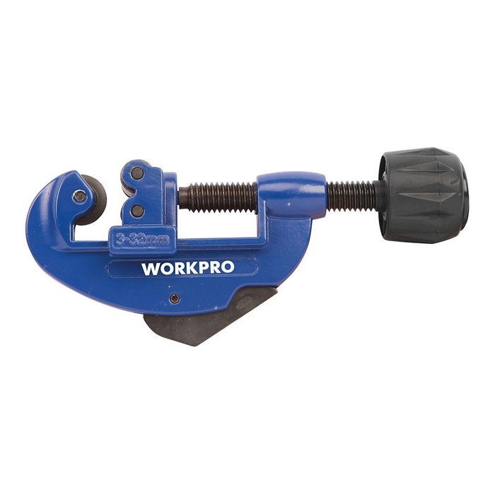 Workpro Cortatubos 3-30 mm, acier et zinc, avec lame ébavureuse escamotable, bleu