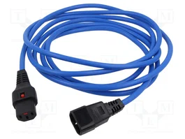 IEC LOCK Câble d'alimentation H05VV-F IEC C13 femelle - IEC C14 mâle, bleu, 3m
