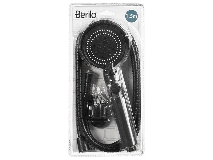 Berilo Téléphone de Douche avec Flexible 1,5 m Noir 15,5 x 31,5 x 5,5 cm (Set de 12)