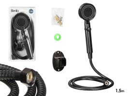 Berilo Téléphone de Douche avec Flexible 1,5 m Noir 15,5 x 31,5 x 5,5 cm (Set de 12)
