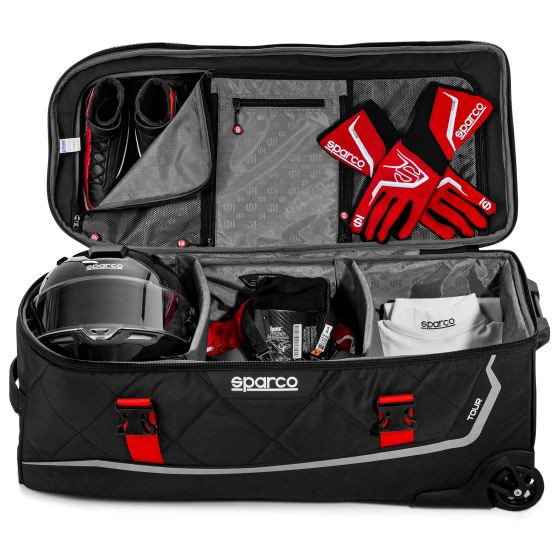 Sparco Bolsa Tour Noir-Argent S016437NRSI Sac de Voyage 142L, Polyester Résistant à l'Eau, Roues Renforcées, 40 x 83 x 35 cm
