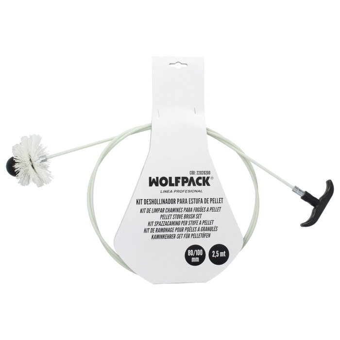 WOLFPACK LINEA PROFESIONAL Kit de nettoyage pour poêles à granulés 80/100 mm 2,5 m