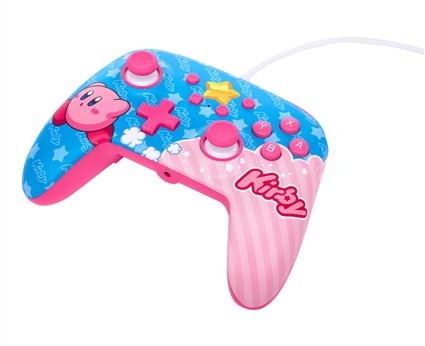PowerA NSGP0067-01 Manette avec câble améliorée pour Nintendo Switch (Kirby) - Modèle OLED et standard compatible, 2 boutons programmables, anneaux antifriction
