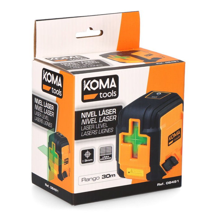 Koma Tools Niveau laser avec étui 7,3 x 5,8 x 7,4 cm, portée 30 m, précision ±3 mm/10 m Koma Tools Niveau laser avec étui 7,3 x 5,8 x 7,4 cm, portée 30 m, précision ±3 mm/10 m