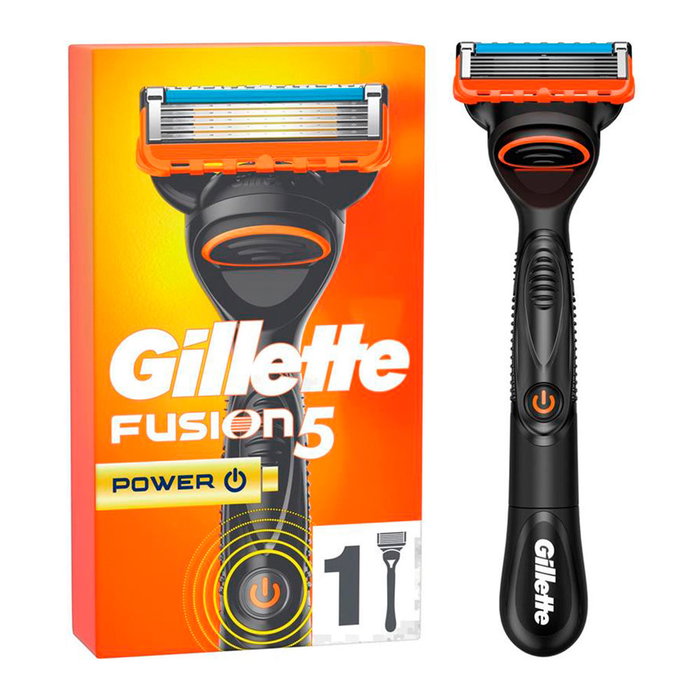 Gillette Rasoir Fusion Power pour Homme avec 5 lames PowerGlide et tondeuse de précision - Livré avec 1 recharge