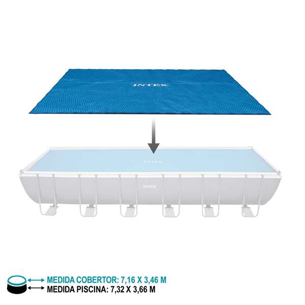 Intex - Couverture solaire rectangulaire pour piscine frame 732 x 366 cm, PVC Intex - Couverture solaire rectangulaire pour piscine frame 732 x 366 cm, PVC