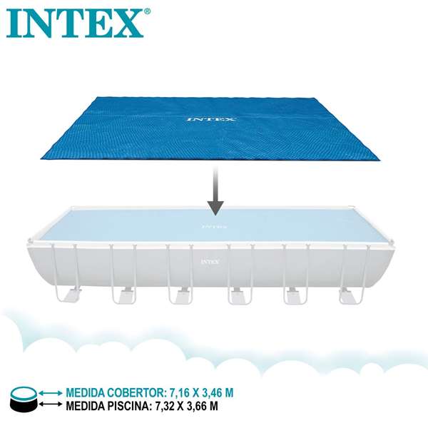 Intex - Couverture solaire rectangulaire pour piscine frame 732 x 366 cm, PVC Intex - Couverture solaire rectangulaire pour piscine frame 732 x 366 cm, PVC