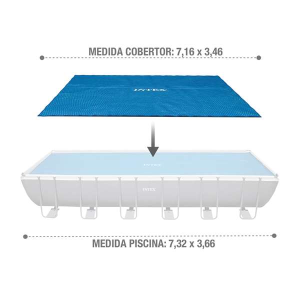 Intex - Couverture solaire rectangulaire pour piscine frame 732 x 366 cm, PVC Intex - Couverture solaire rectangulaire pour piscine frame 732 x 366 cm, PVC