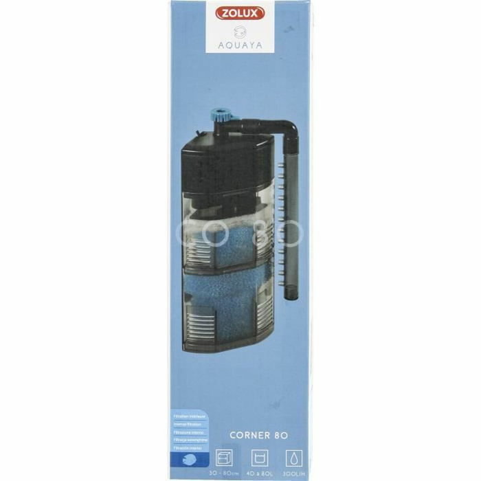 Zolux Filtre intérieur d'angle pour aquarium 40 à 80 L, 300 L/h