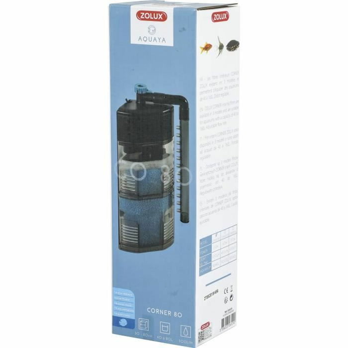 Zolux Filtre intérieur d'angle pour aquarium 40 à 80 L, 300 L/h