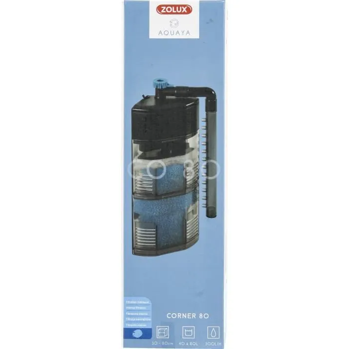 Zolux Filtre intérieur d'aquarium angle - Débit 300 L/h pour 40-80 L - 5W - Filtration intérieure