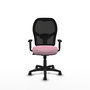 Chaise Alocén Synchro 3 positions tissu Rose Maille Noir Structure polyamide noire Accoudoir 1D Sans appui-tête Roulettes en nylon 50 mm