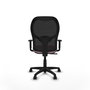 Chaise Alocén Synchro 3 positions tissu Rose Maille Noir Structure polyamide noire Accoudoir 1D Sans appui-tête Roulettes en nylon 50 mm
