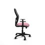 Chaise Alocén Synchro 3 positions tissu Rose Maille Noir Structure polyamide noire Accoudoir 1D Sans appui-tête Roulettes en nylon 50 mm