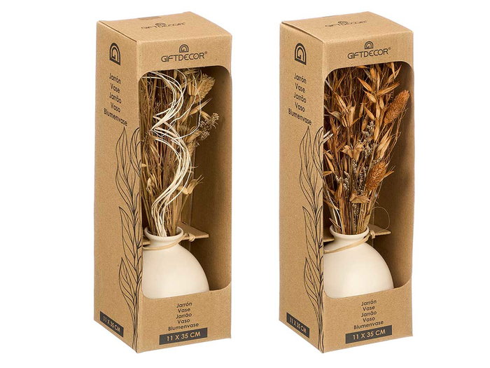 Giftdecor Florero Bola Surtis Couleurs 10,5x37x10,5 cm Céramique & Matière Végétale (Set de 12) Giftdecor Florero Bola Surtis Couleurs 10,5x37x10,5 cm Céramique & Matière Végétale (Set de 12)